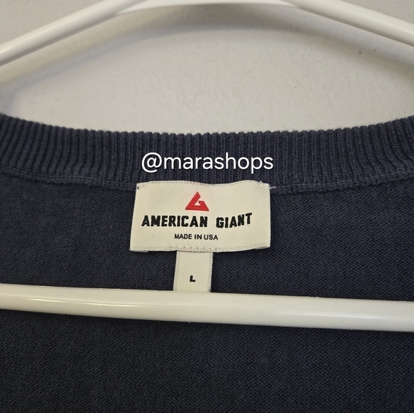 American Giant Men's Navy Merino Wool V-neck Sweater - Picture 3 of 5